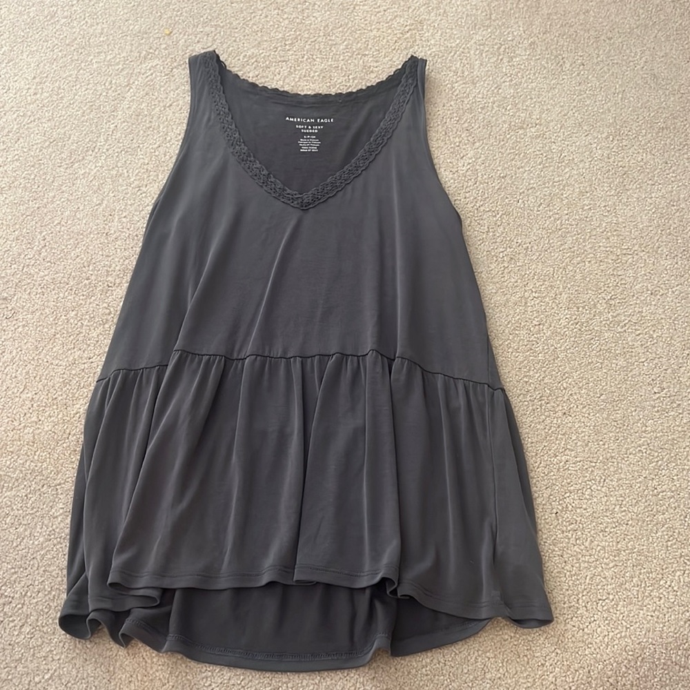 American Eagle Size S Sueded Soft & Sexy Grey Flared Tank!